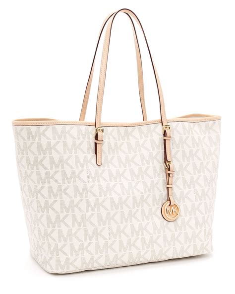 michael michael kors jet set large travel tote vanilla|Michael Kors saffiano leather tote.